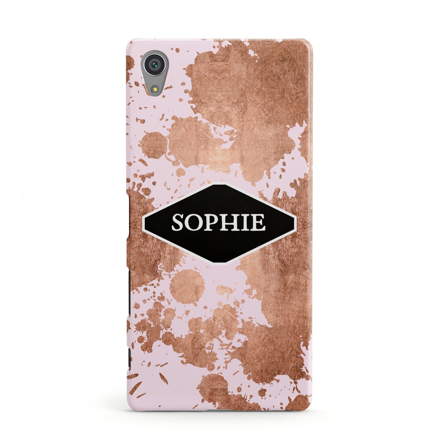 Personalised Pink Copper Splatter Name Sony Xperia Case