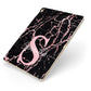 Personalised Pink Cracked Marble Glitter Initial Apple iPad Case on Gold iPad Side View