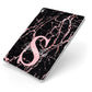 Personalised Pink Cracked Marble Glitter Initial Apple iPad Case on Silver iPad Side View