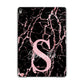 Personalised Pink Cracked Marble Glitter Initial Apple iPad Grey Case