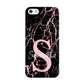 Personalised Pink Cracked Marble Glitter Initial Apple iPhone 5 Case