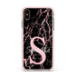 Personalised Pink Cracked Marble Glitter Initial Apple iPhone Xs Max Impact Case Pink Edge on Gold Phone