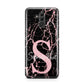 Personalised Pink Cracked Marble Glitter Initial Huawei Mate 20 Lite