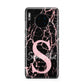 Personalised Pink Cracked Marble Glitter Initial Huawei Mate 30