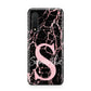 Personalised Pink Cracked Marble Glitter Initial Huawei Nova 6 Phone Case