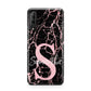 Personalised Pink Cracked Marble Glitter Initial Huawei P Smart Pro 2019