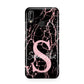 Personalised Pink Cracked Marble Glitter Initial Huawei P20 Lite Phone Case