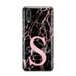Personalised Pink Cracked Marble Glitter Initial Huawei P20 Phone Case