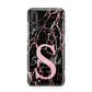 Personalised Pink Cracked Marble Glitter Initial Huawei P20 Pro Phone Case