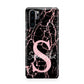 Personalised Pink Cracked Marble Glitter Initial Huawei P30 Pro Phone Case