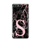 Personalised Pink Cracked Marble Glitter Initial Huawei Y9 2018