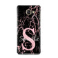 Personalised Pink Cracked Marble Glitter Initial Samsung Galaxy A3 2016 Case on gold phone