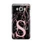 Personalised Pink Cracked Marble Glitter Initial Samsung Galaxy J5 2016 Case