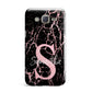 Personalised Pink Cracked Marble Glitter Initial Samsung Galaxy J7 Case