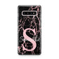 Personalised Pink Cracked Marble Glitter Initial Samsung Galaxy S10 Plus Case