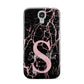Personalised Pink Cracked Marble Glitter Initial Samsung Galaxy S4 Case