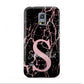 Personalised Pink Cracked Marble Glitter Initial Samsung Galaxy S5 Mini Case