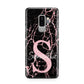 Personalised Pink Cracked Marble Glitter Initial Samsung Galaxy S9 Plus Case on Silver phone