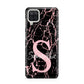 Personalised Pink Cracked Marble Glitter Initial Samsung M12 Case