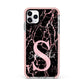 Personalised Pink Cracked Marble Glitter Initial iPhone 11 Pro Max Impact Pink Edge Case