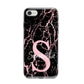 Personalised Pink Cracked Marble Glitter Initial iPhone 8 Bumper Case on Silver iPhone