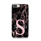 Personalised Pink Cracked Marble Glitter Initial iPhone 8 Plus Bumper Case on Silver iPhone