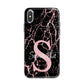 Personalised Pink Cracked Marble Glitter Initial iPhone X Bumper Case on Silver iPhone Alternative Image 1