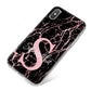 Personalised Pink Cracked Marble Glitter Initial iPhone X Bumper Case on Silver iPhone