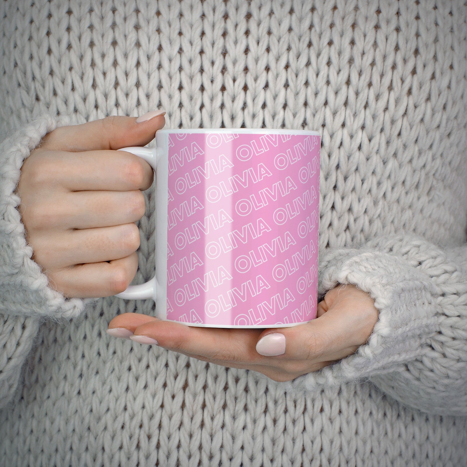 Personalised Pink Diagonal Name 10oz Mug Alternative Image 5