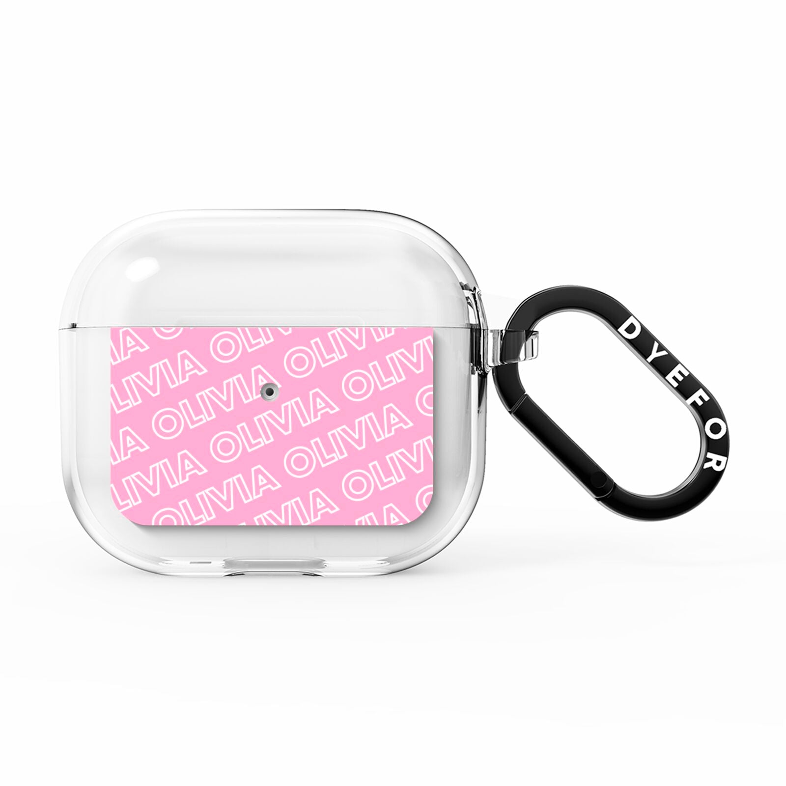 Personalised Pink Diagonal Name AirPods Clear Case 3rd Gen