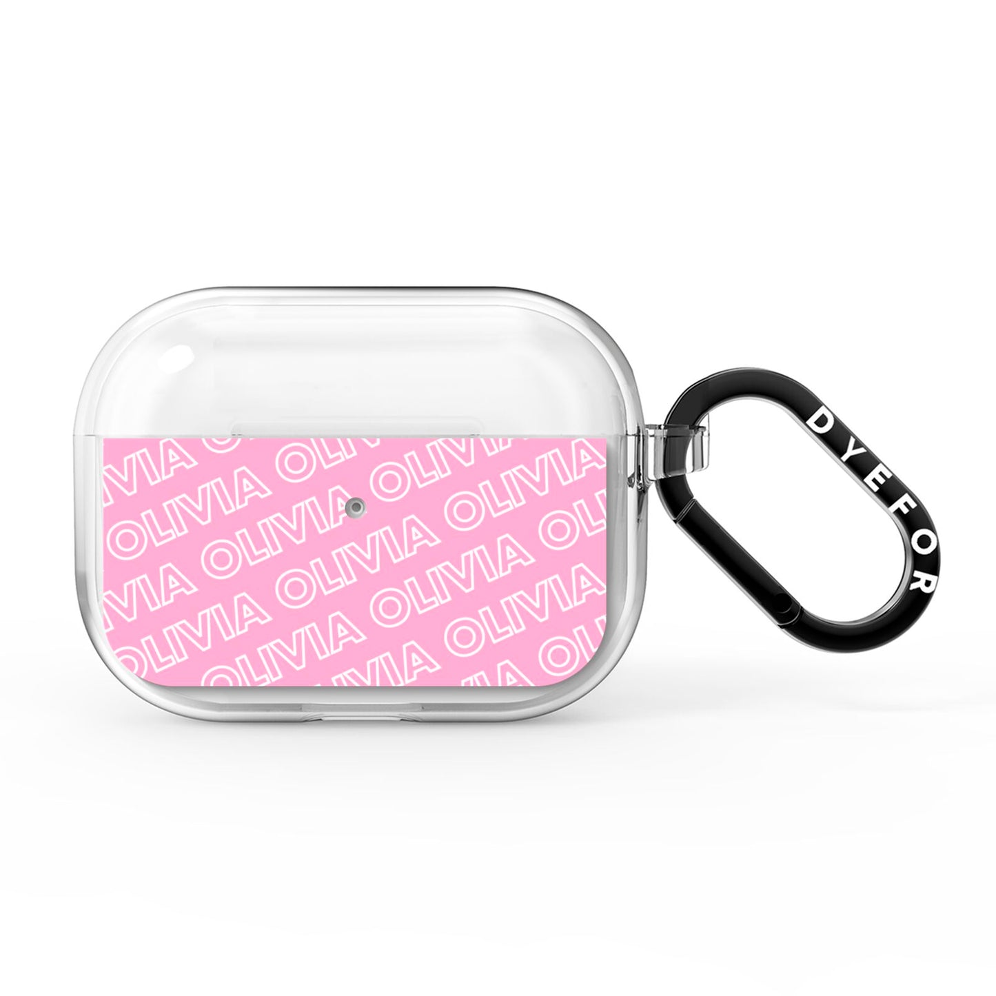 Personalised Pink Diagonal Name AirPods Pro Clear Case