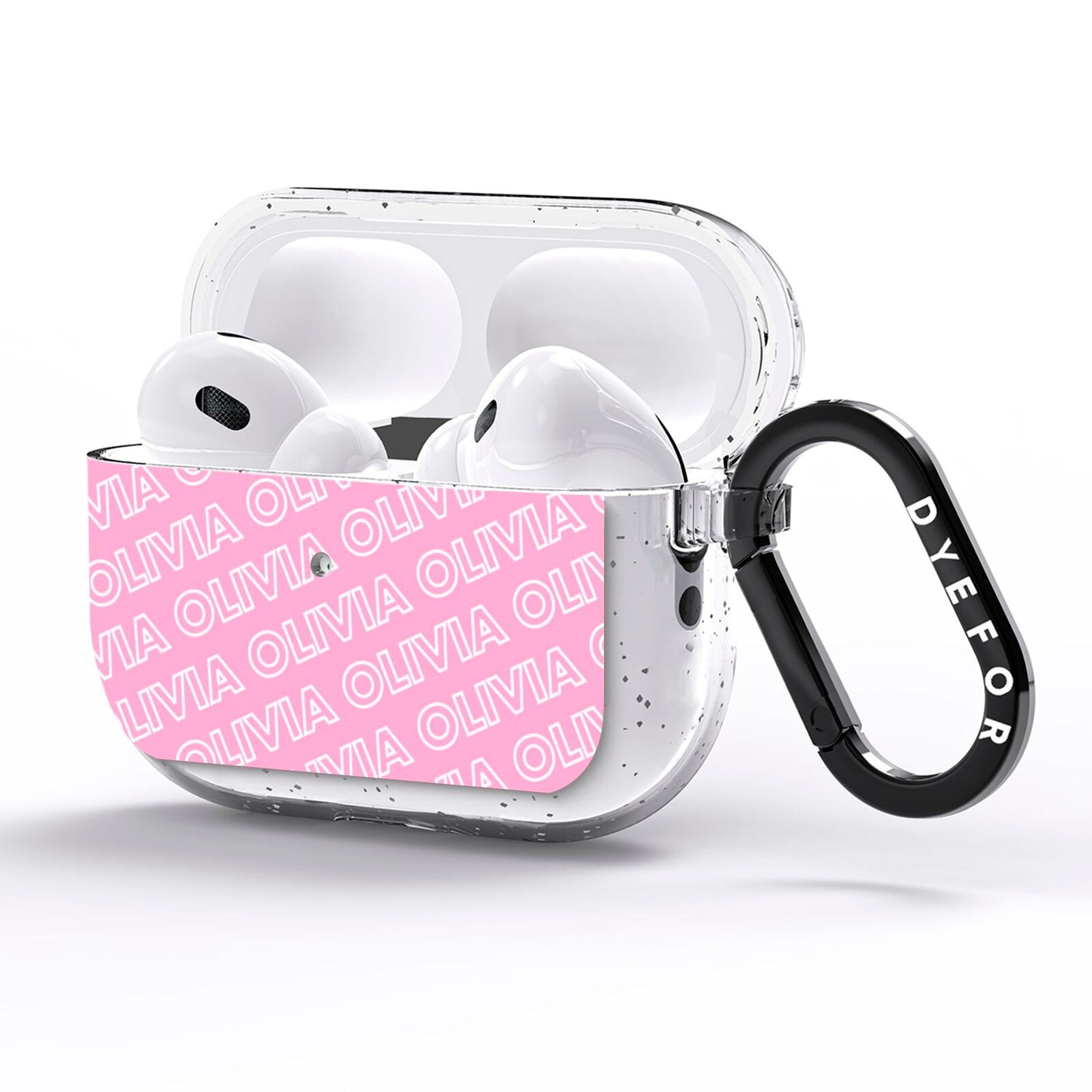 Personalised Pink Diagonal Name AirPods Pro Glitter Case Side Image