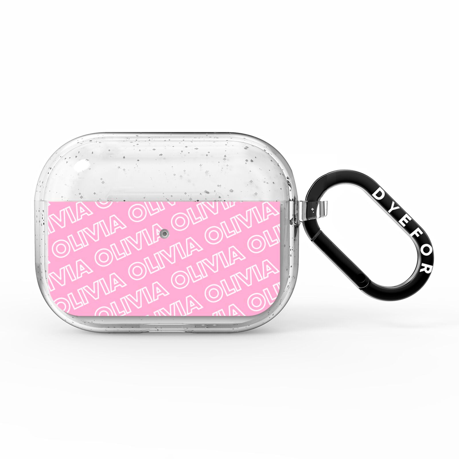 Personalised Pink Diagonal Name AirPods Pro Glitter Case