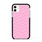 Personalised Pink Diagonal Name Apple iPhone 11 in White with Black Impact Case