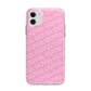 Personalised Pink Diagonal Name Apple iPhone 11 in White with Bumper Case
