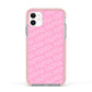 Personalised Pink Diagonal Name Apple iPhone 11 in White with Pink Impact Case