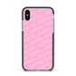 Personalised Pink Diagonal Name Apple iPhone Xs Impact Case Black Edge on Silver Phone
