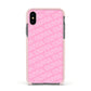 Personalised Pink Diagonal Name Apple iPhone Xs Impact Case Pink Edge on Black Phone