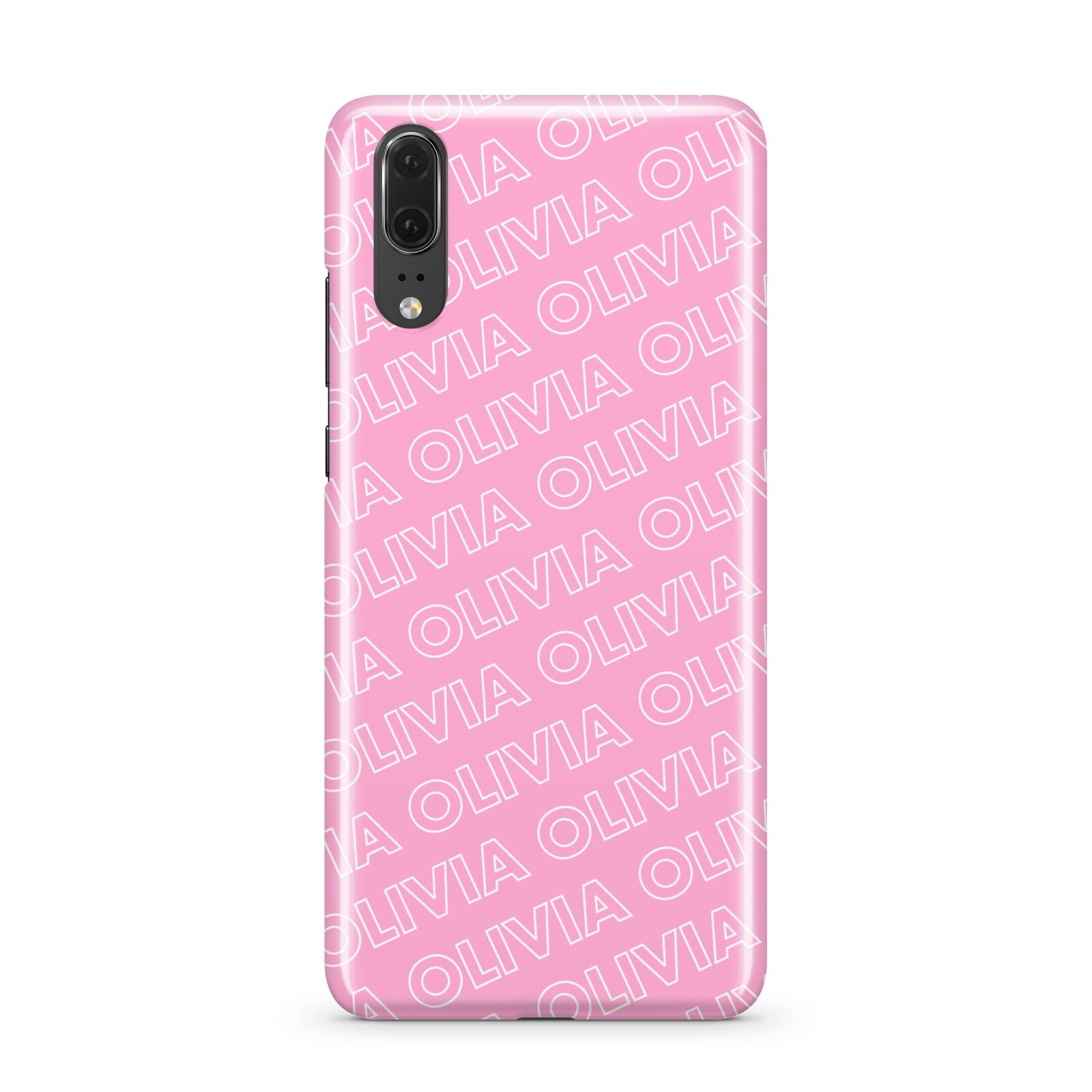 Personalised Pink Diagonal Name Huawei P20 Phone Case