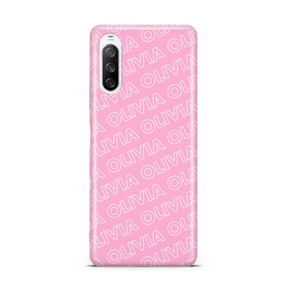 Personalised Pink Diagonal Name Sony Xperia 10 III Case