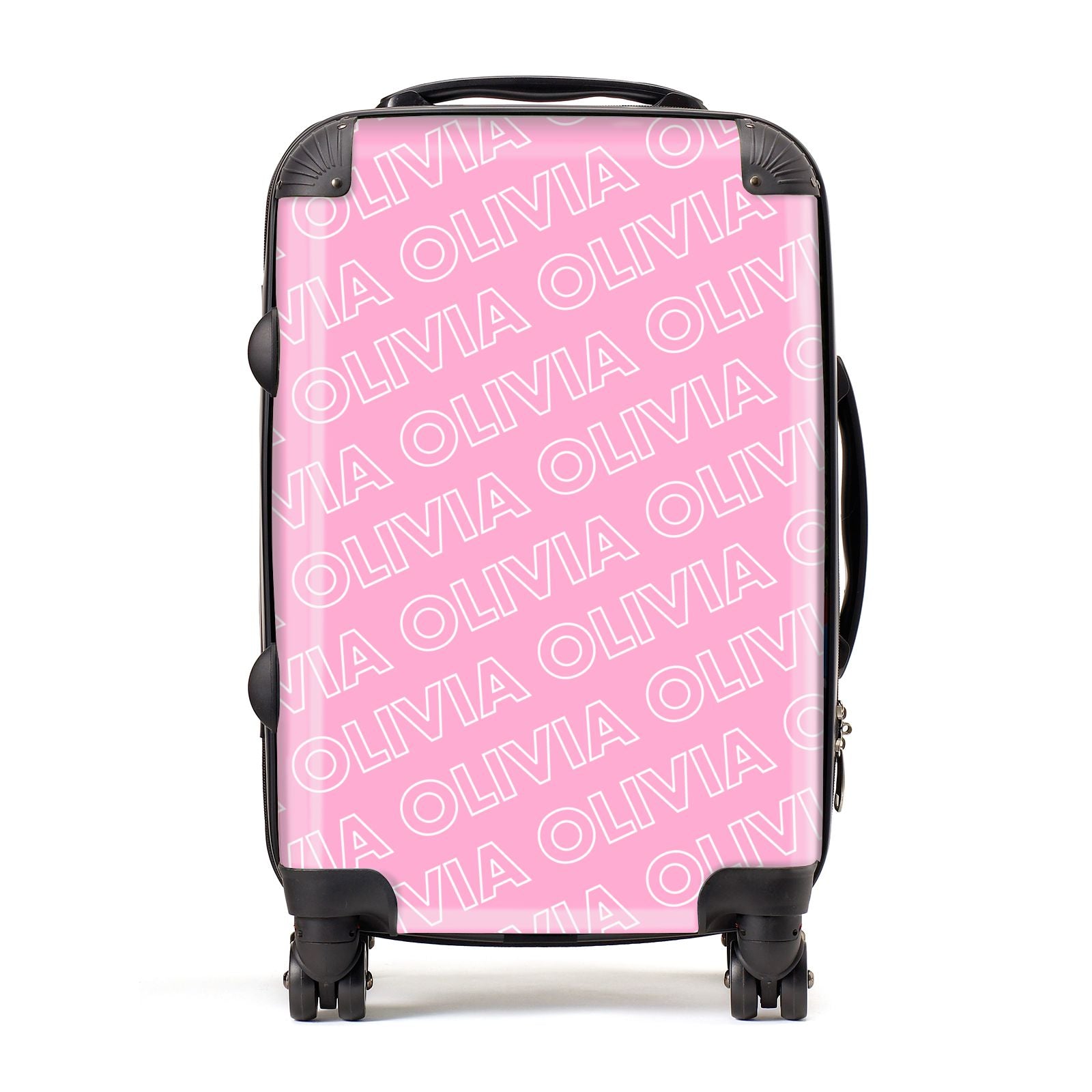 Personalised Pink Diagonal Name Suitcase