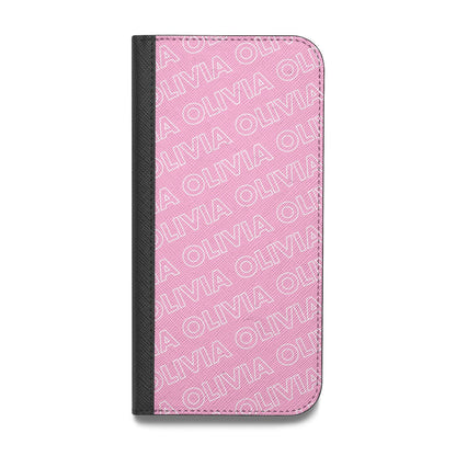 Personalised Pink Diagonal Name Vegan Leather Flip Samsung Case