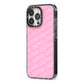 Personalised Pink Diagonal Name iPhone 13 Pro Black Impact Case Side Angle on Silver phone
