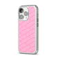 Personalised Pink Diagonal Name iPhone 14 Pro Clear Tough Case Silver Angled Image