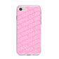 Personalised Pink Diagonal Name iPhone 8 Bumper Case on Silver iPhone
