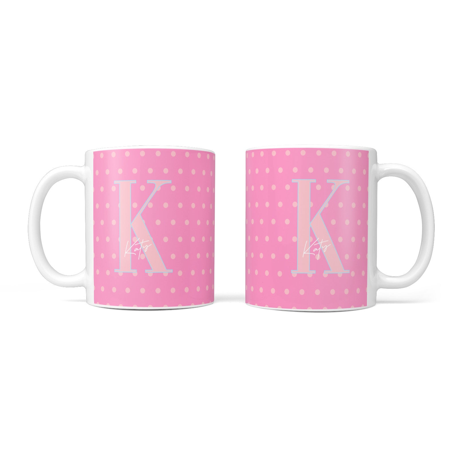 Personalised Pink Dots 10oz Mug Alternative Image 3