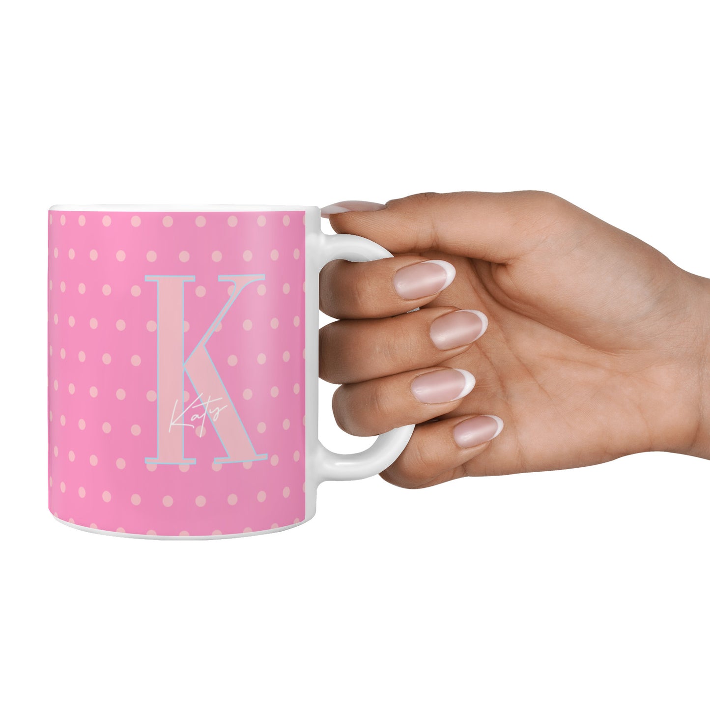 Personalised Pink Dots 10oz Mug Alternative Image 4