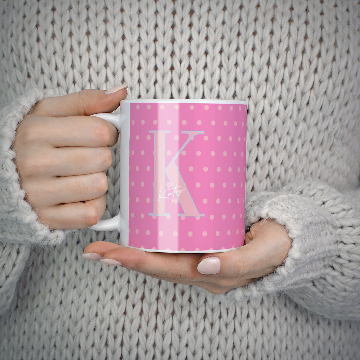 Personalised Pink Dots 10oz Mug Alternative Image 5