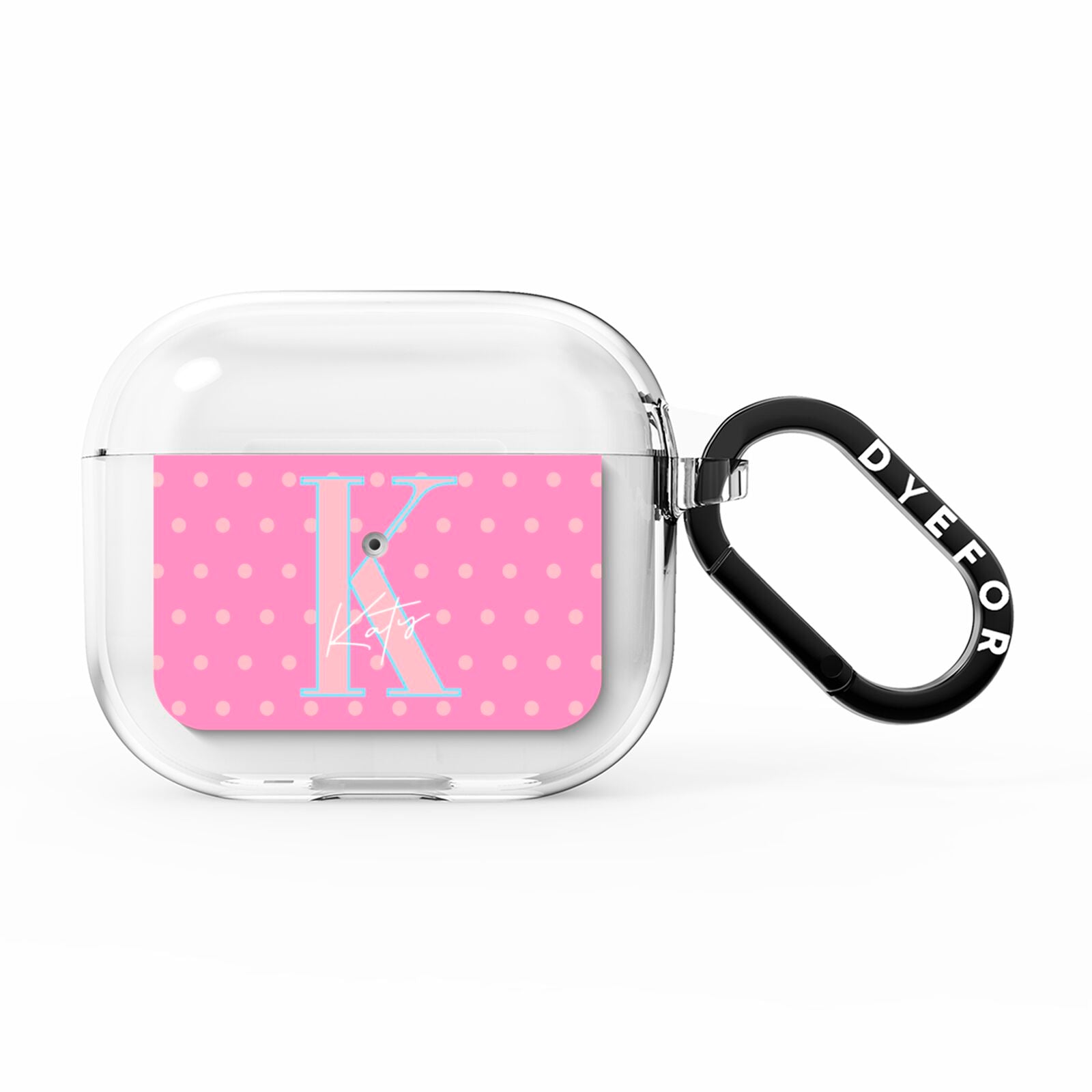 Personalised Pink Dots AirPods Clear Case 3rd Gen