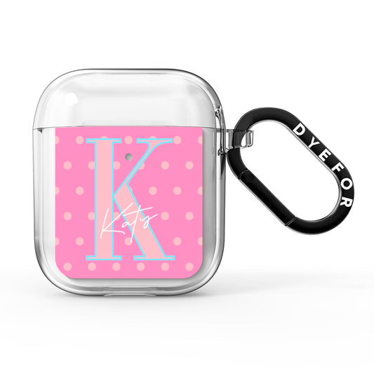 Personalised Pink Dots AirPods Clear Case